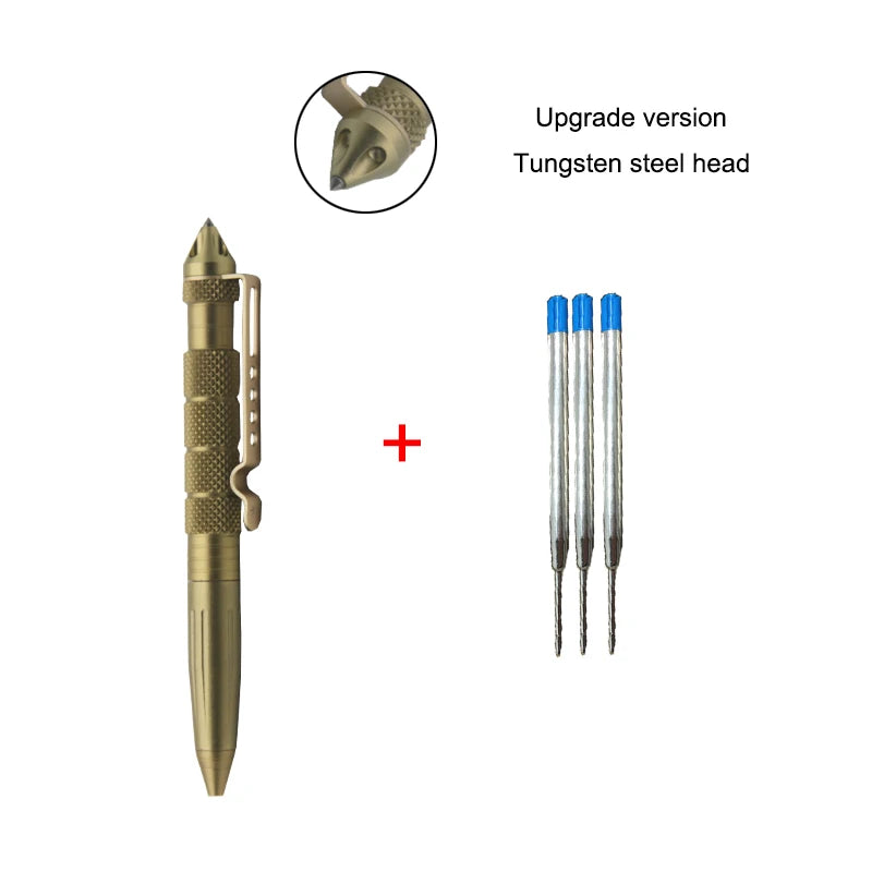 Pix tactic de auto-apărare - Aluminiu cu cap din oțel tungsten, cap pentru spart sticlă și design anti-alunecare, kit de supraviețuire