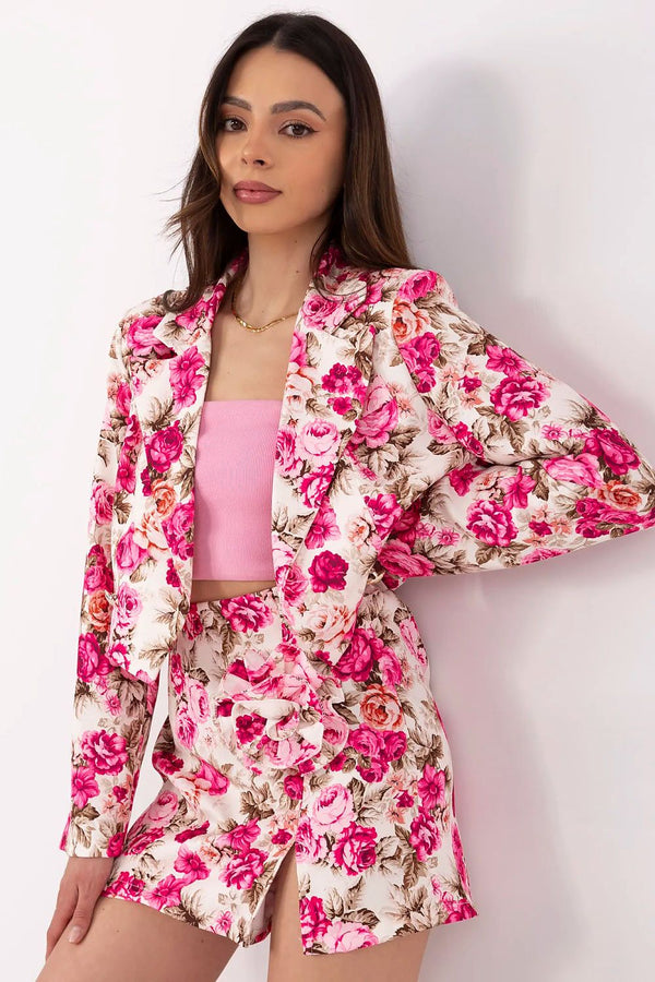 Floral Blazer & Skirt-Shorts Set